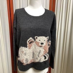 French Connection Wool Sweater With Polar Bear Size Medium